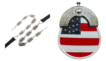 USA Flag Scottish Cowhide Leather Sporran